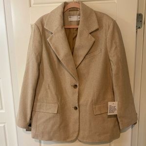 ASOS DESIGN twill grandad oversized blazer in oatmeal - NWT